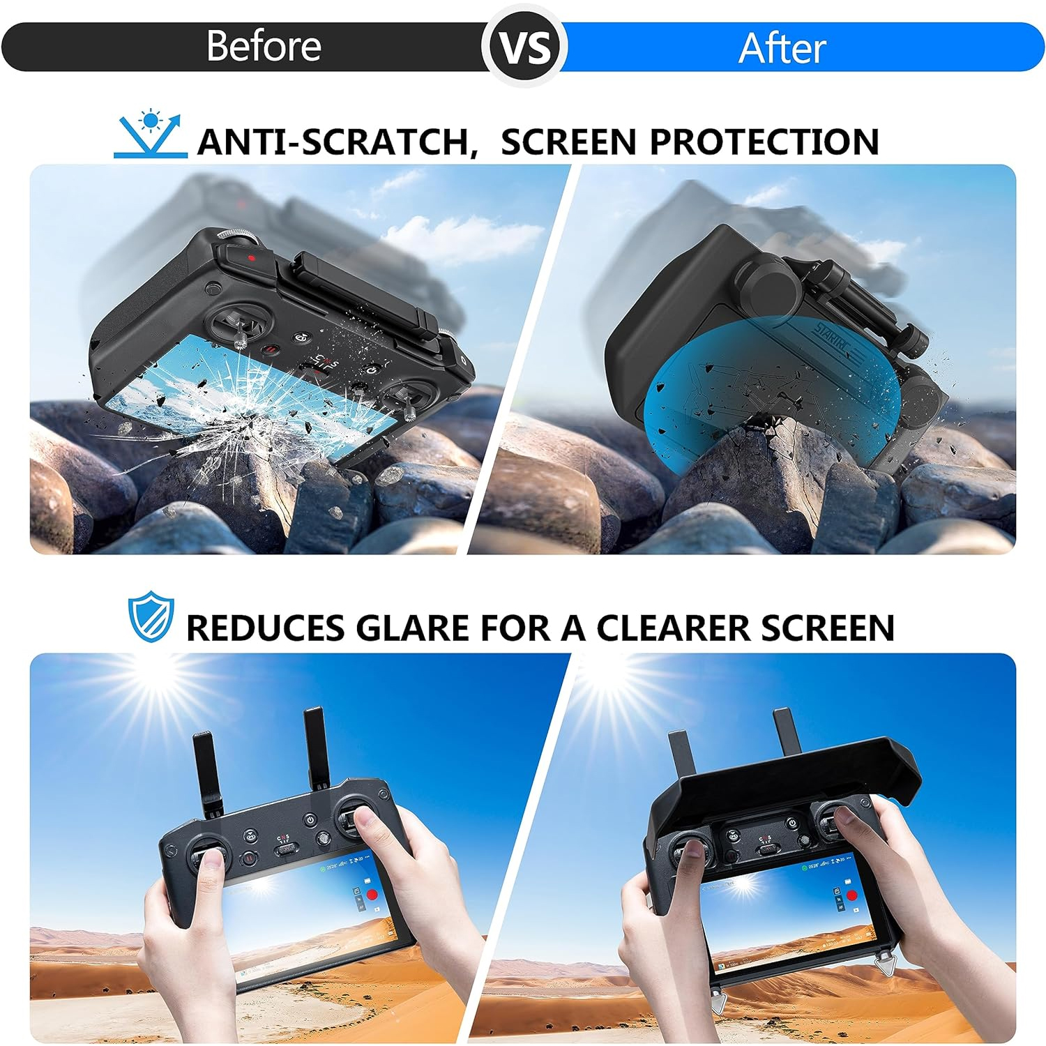 2-in-1 Sun Hood & Joystick Cov - Drone Control Stick 评论和价格